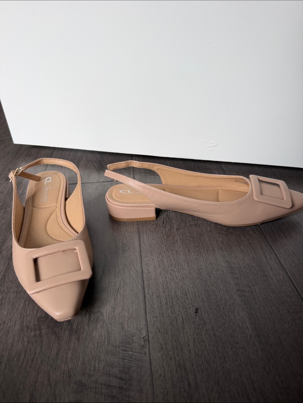 CL by Chinese Laundry Blush Pink Pointed Slingback Flats with Buckle